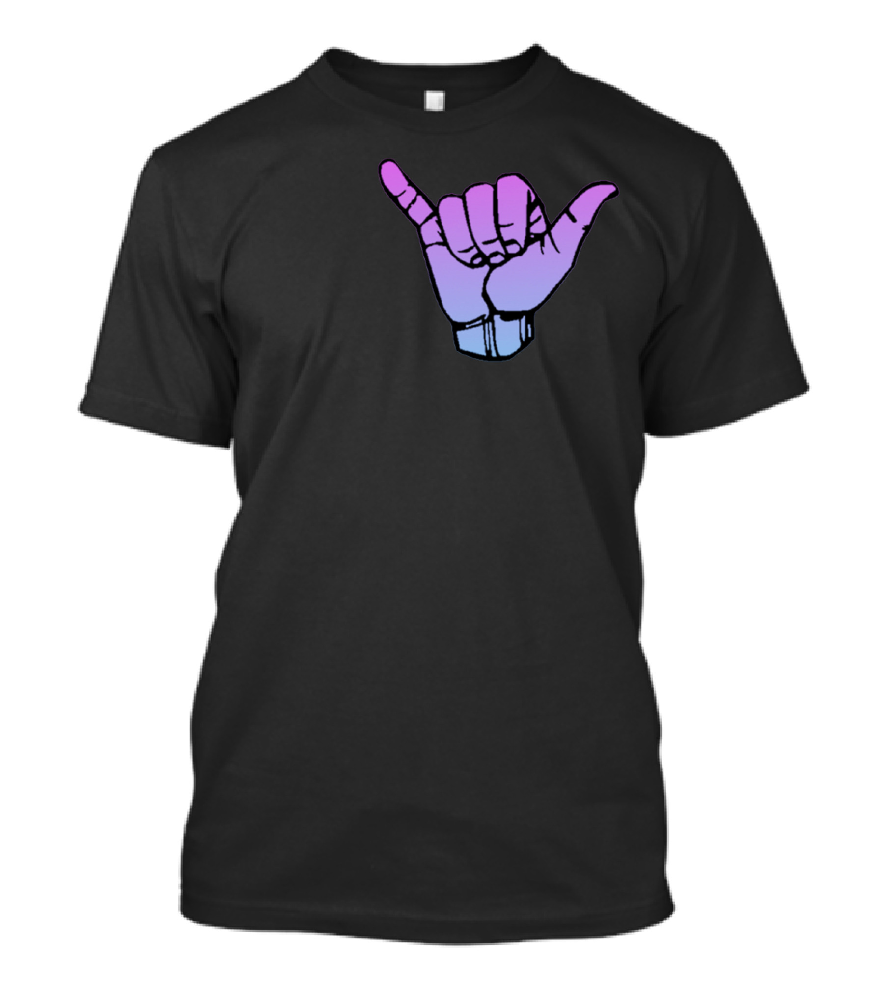 Ombre Shaka Hand Gesture Icon In Gradient Pastel Colors T-Shirt