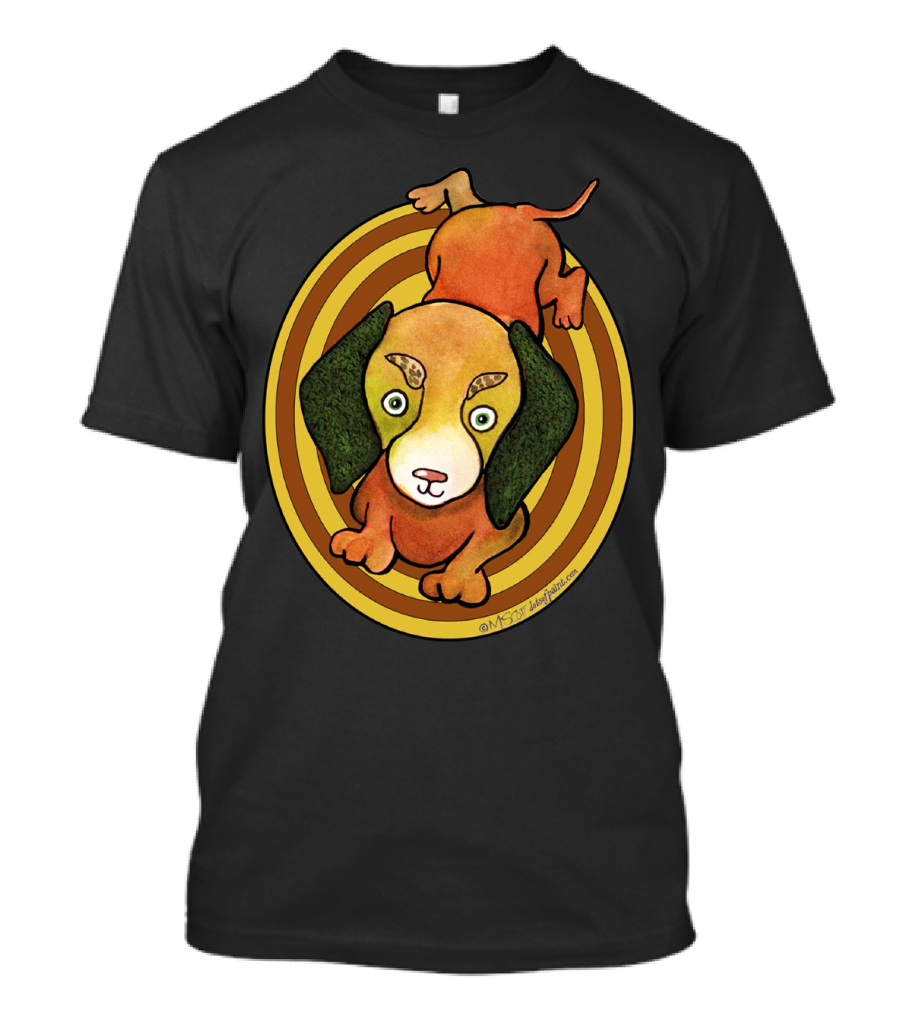 KAWAII Cute Dachshund Dog Colorful Illustration By Dotsofpa T-Shirt