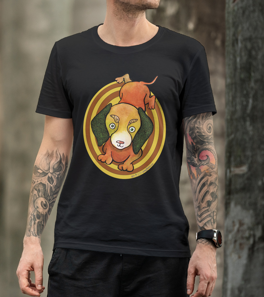 KAWAII Cute Dachshund Dog Colorful Illustration By Dotsofpa T-Shirt