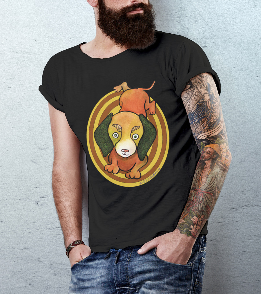 KAWAII Cute Dachshund Dog Colorful Illustration By Dotsofpa T-Shirt