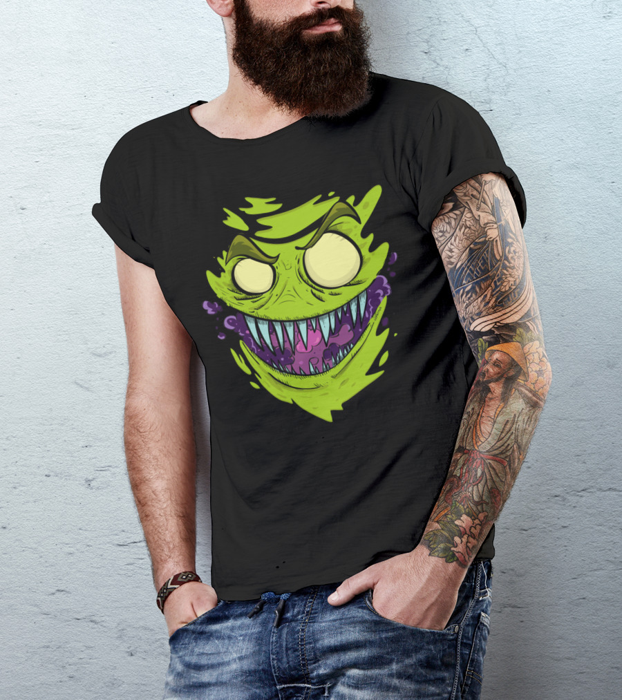 Monster In You Glowing Grin Creepy Green Face T-Shirt
