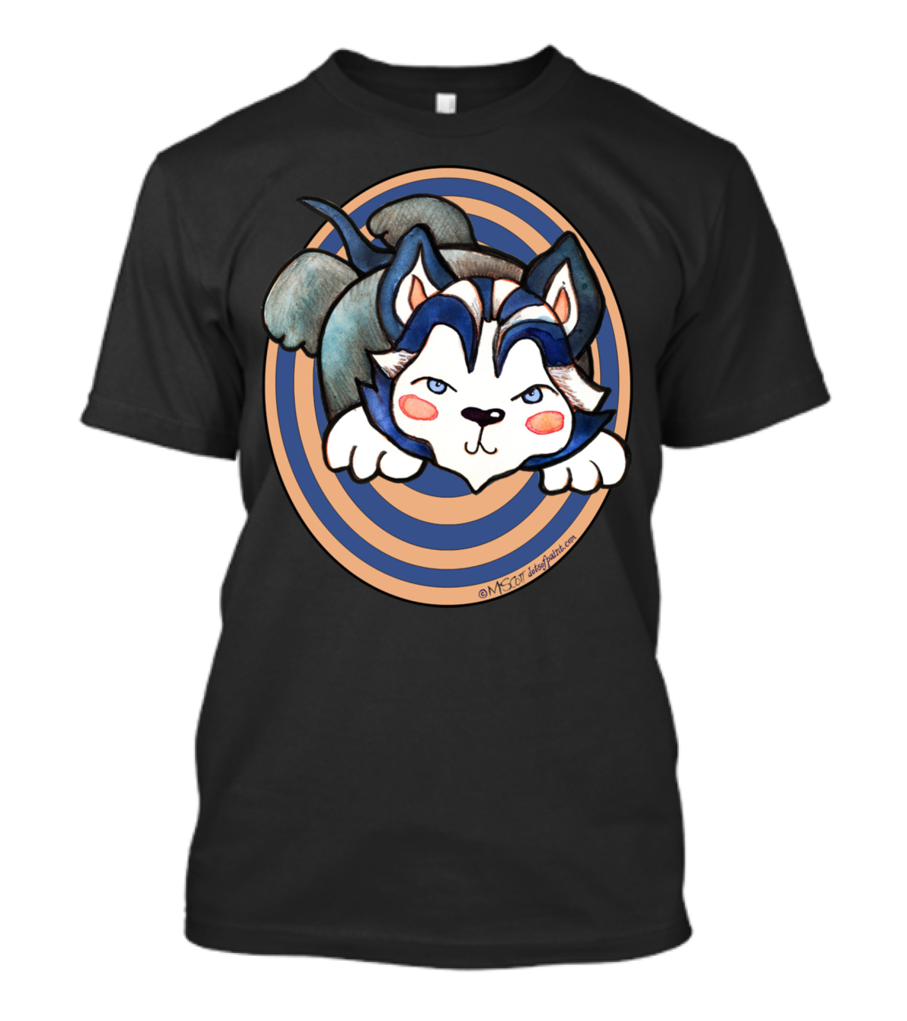 KAWAII Cute Siberian Husky Dog Cartoon By Dotsofpa T-Shirt