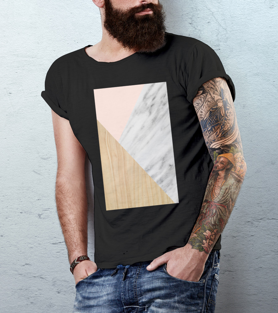 Light Wood Pink And Real Italian Marble Triangles T-Shirt