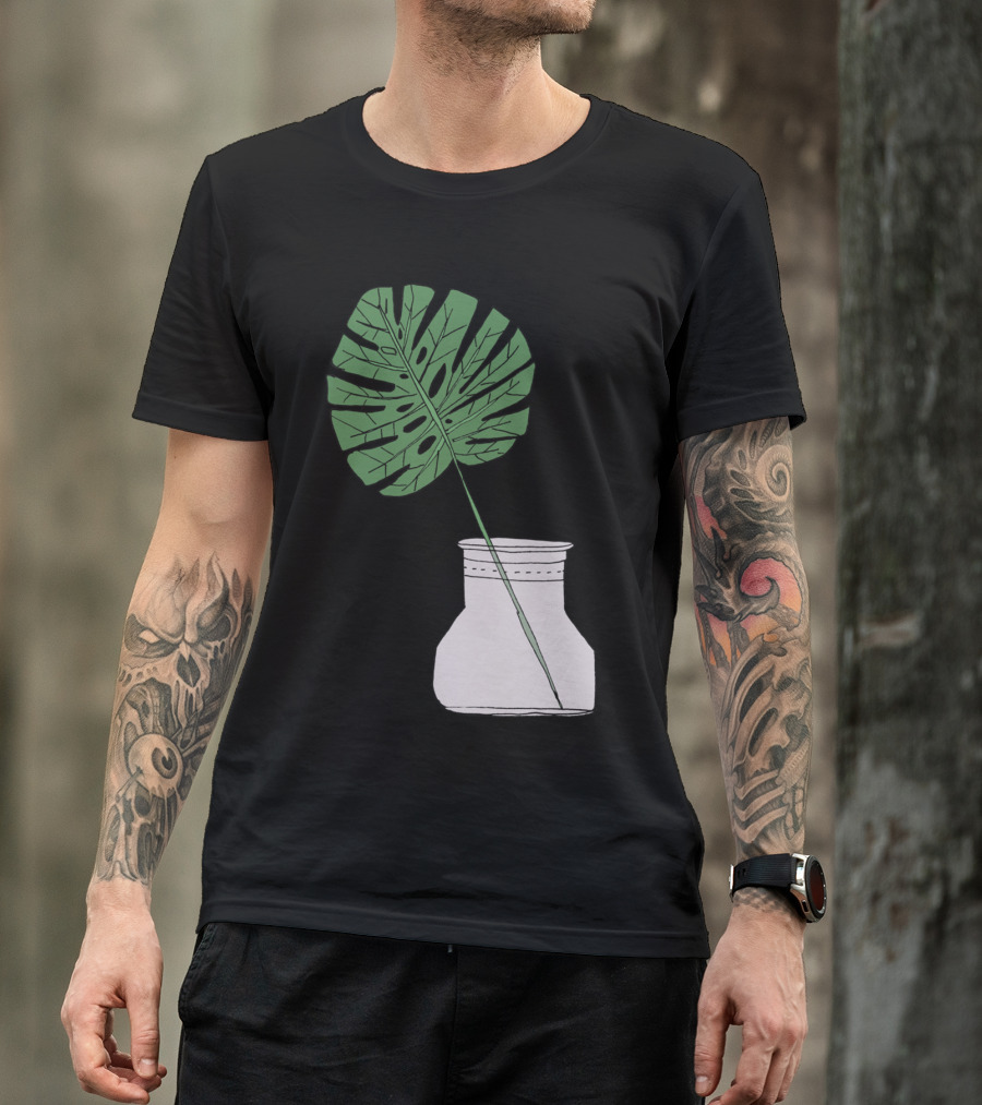 Monstera Leaf In Minimalist Vase T-Shirt