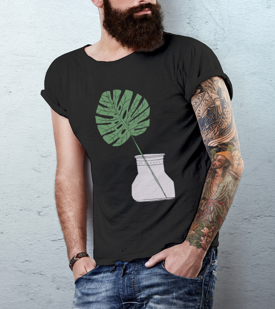 Monstera Leaf In Minimalist Vase T-Shirt