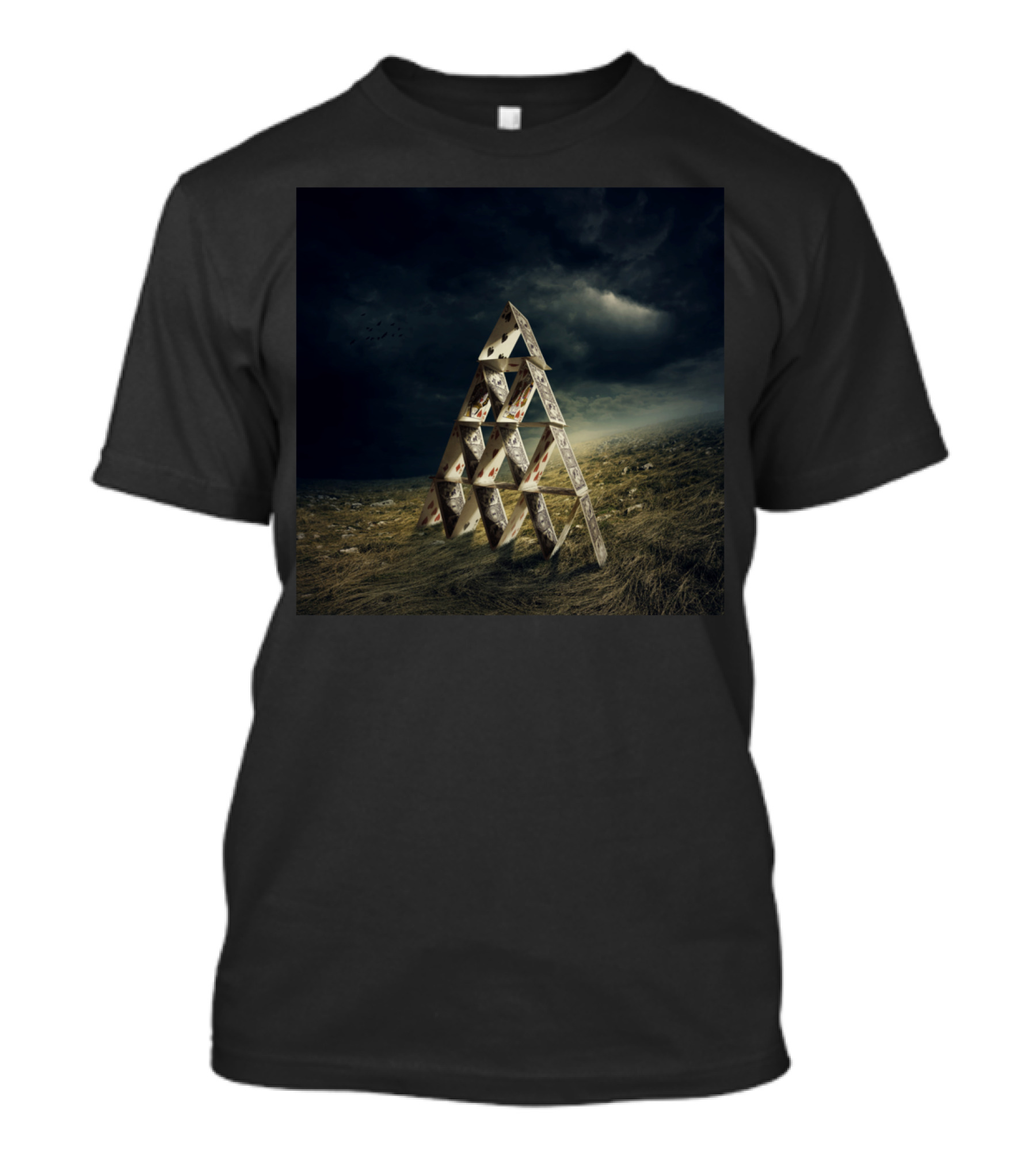 House Of Cards Dark Stormy Sky Pyramid Structure T-Shirt