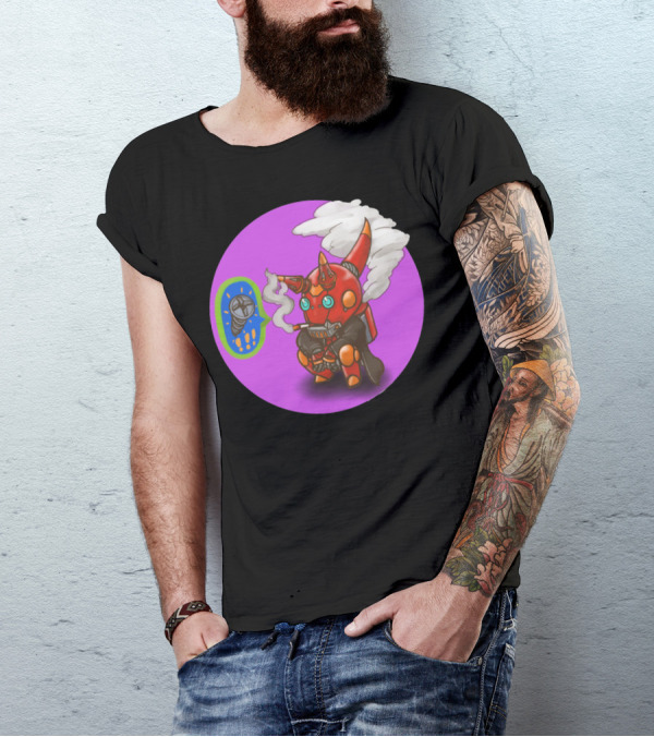Steambot Punk Robot Smoking Pipe With Drill Speech Bubble T-Shirt