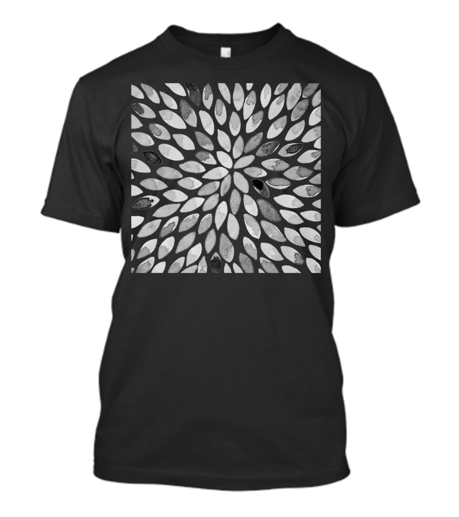 Watercolor Brush Strokes Monochrome Petal T-Shirt