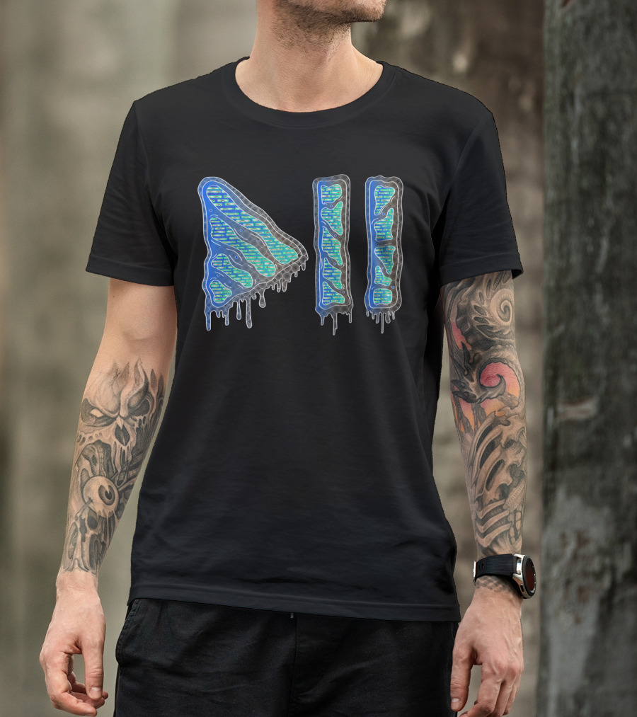 Play Pause Melted Digital Symbol Retro T-Shirt