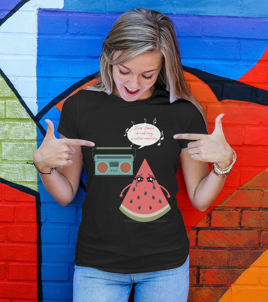 I've Been Drinking Watermelon Drunk In Love Music Notes Radio Sad Slice T-Shirt