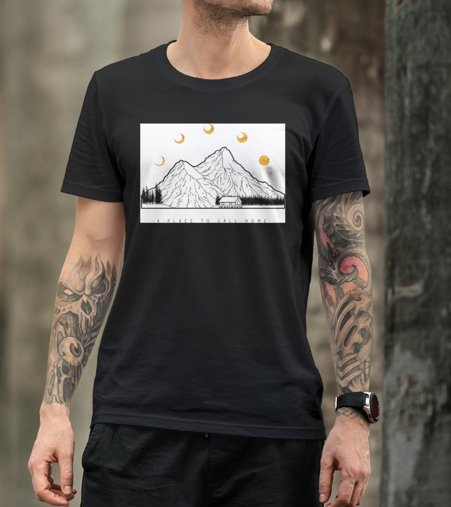 A Place To Call Home Mountains And Moons Sticker By Bla T-Shirt