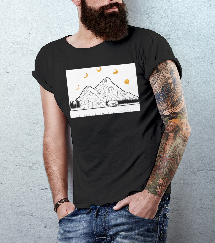 A Place To Call Home Mountains And Moons Sticker By Bla T-Shirt