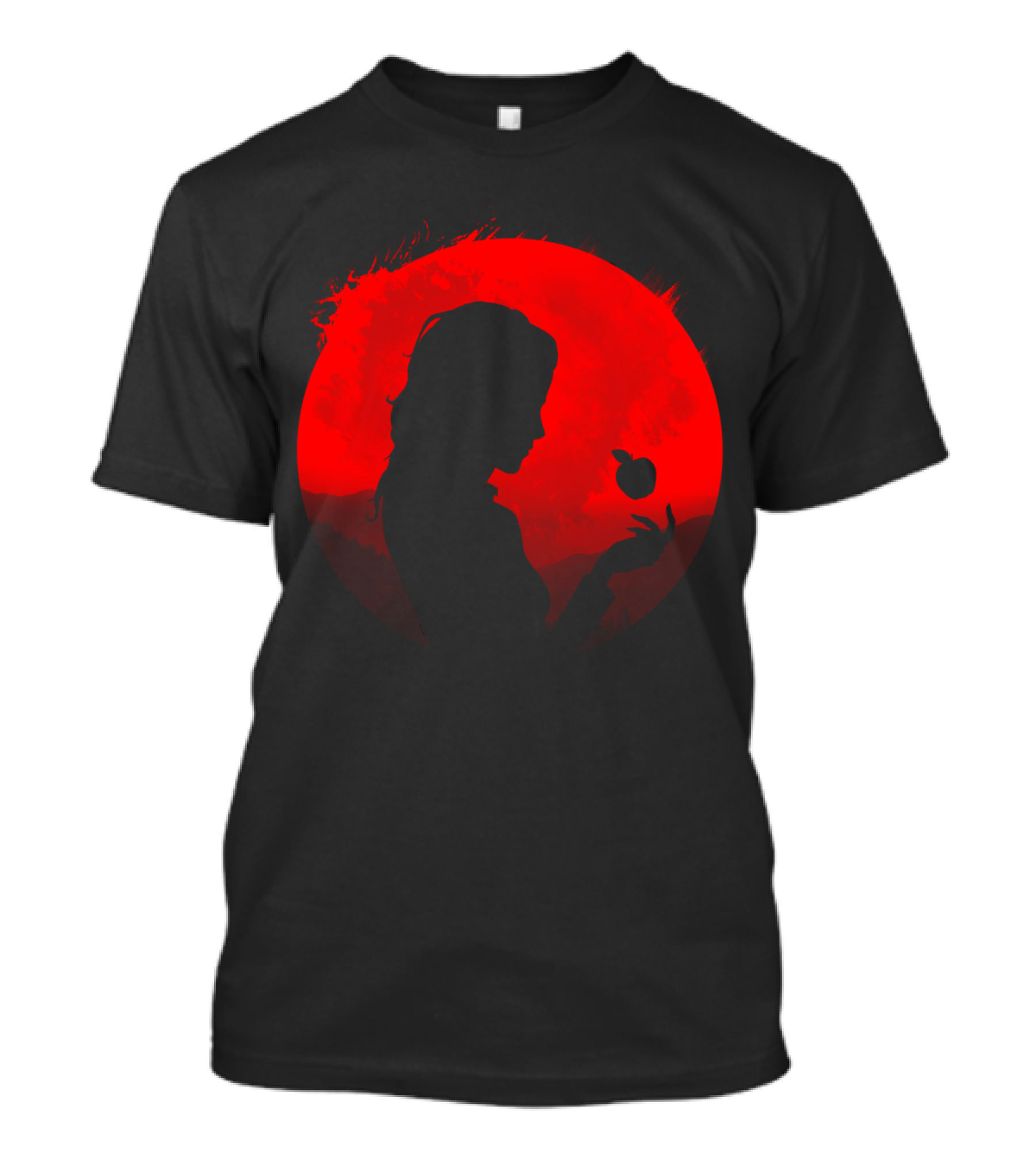 Scarlet Skies Silhouette With Apple Against Lunar Red Sky T-Shirt