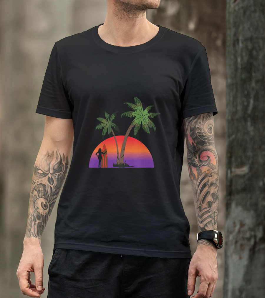 Huntington Beach California Sunset Palms Surf T-Shirt