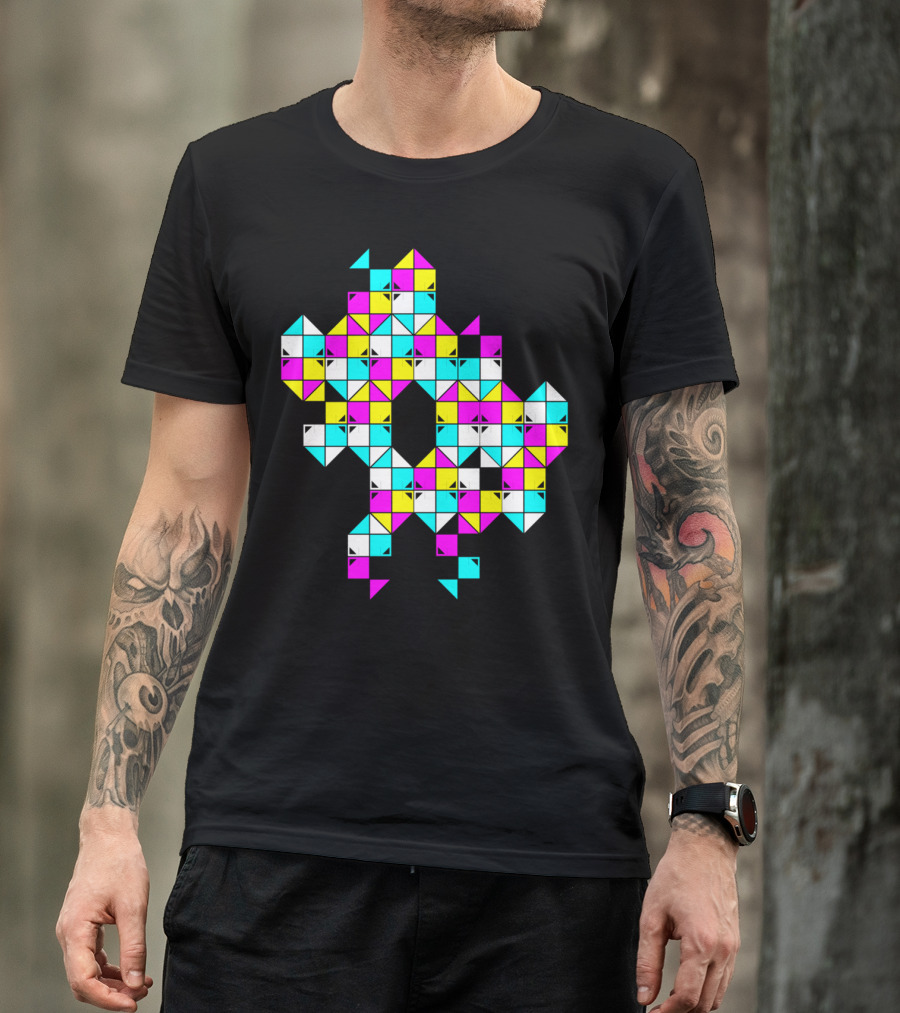 School Of CMYK Geometric Color Grid T-Shirt