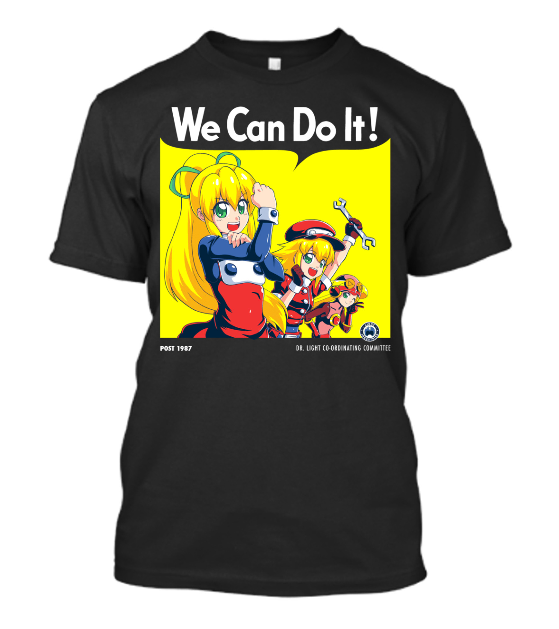 We Can Do It Post 1987 Dr. Light Co-Ordinating Committee Megaman T-Shirt