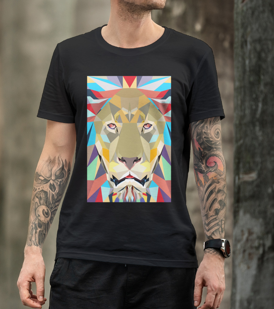 Lion Pop Geometric Colorful Faceted T-Shirt