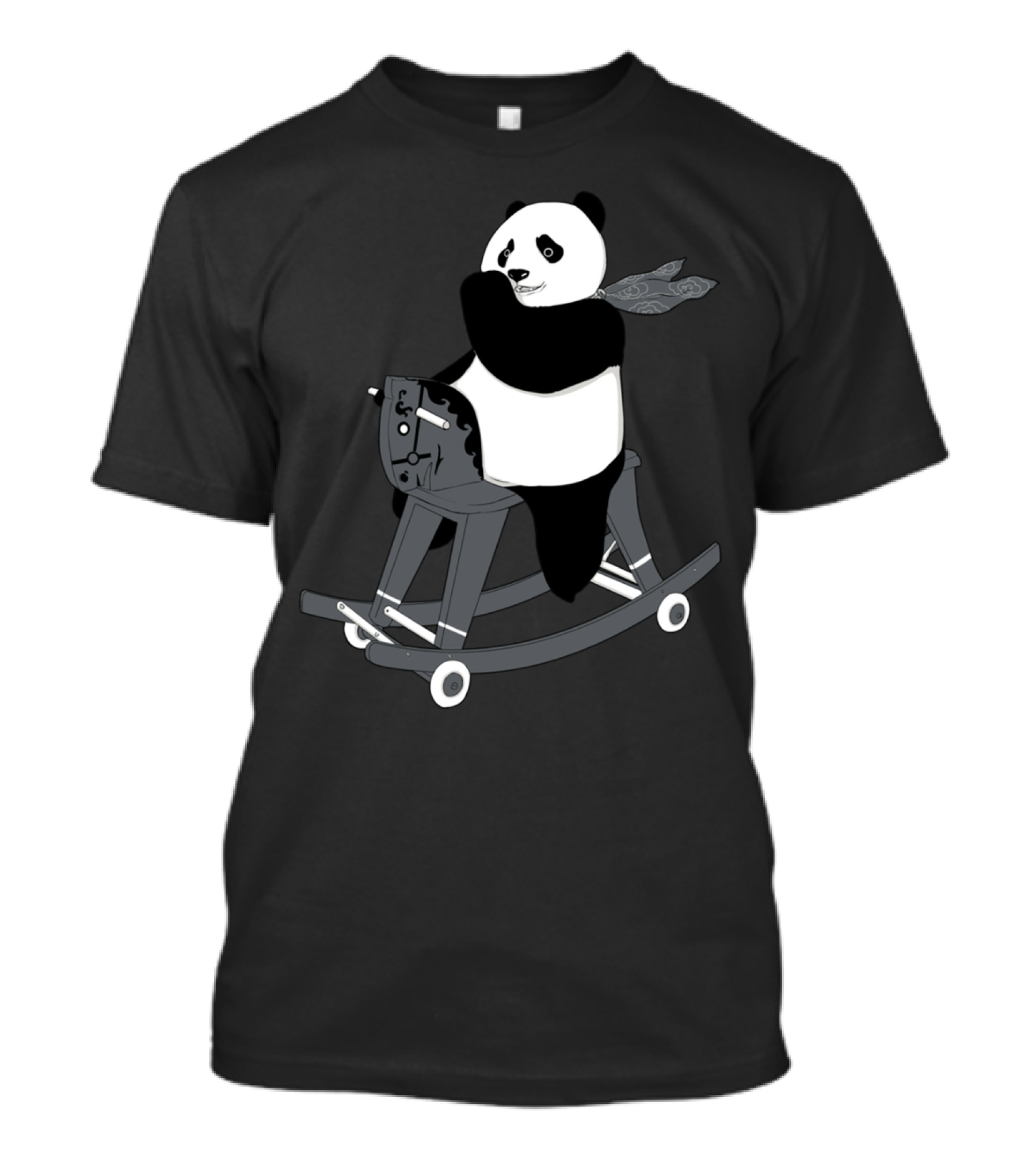 Keep Rolling Panda On Rocking Horse With Bandana T-Shirt
