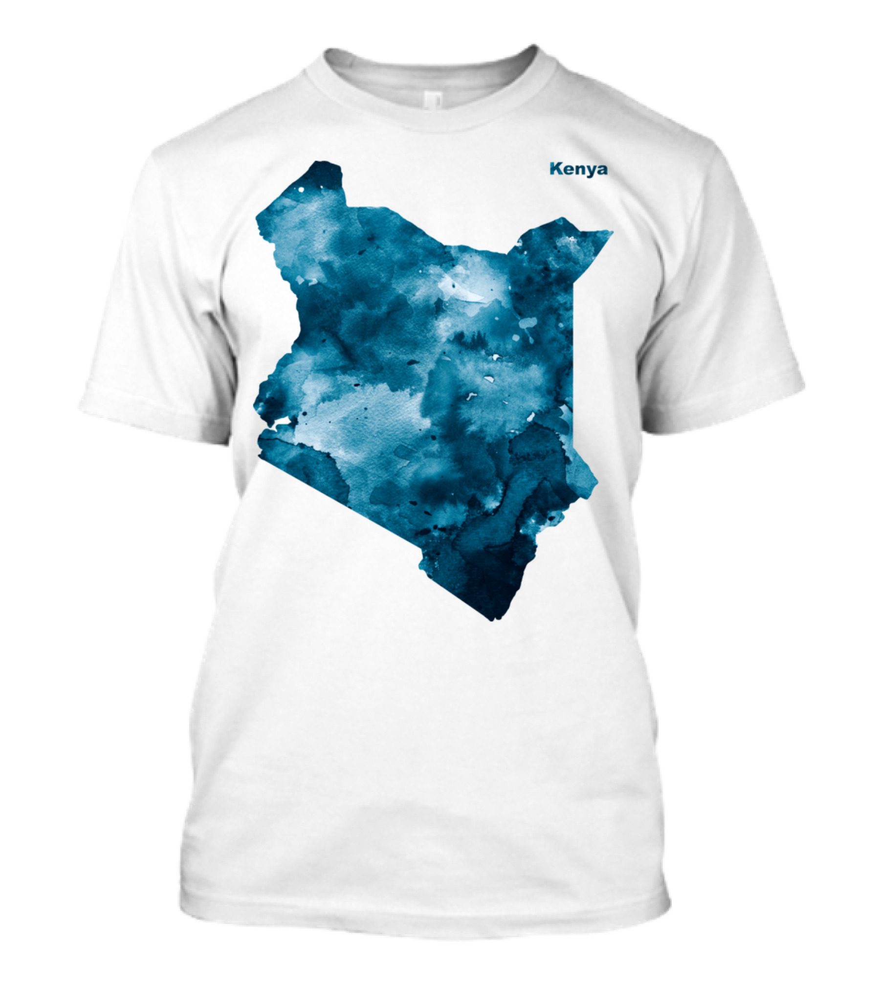 Kenya Blue Watercolor Map T-Shirt
