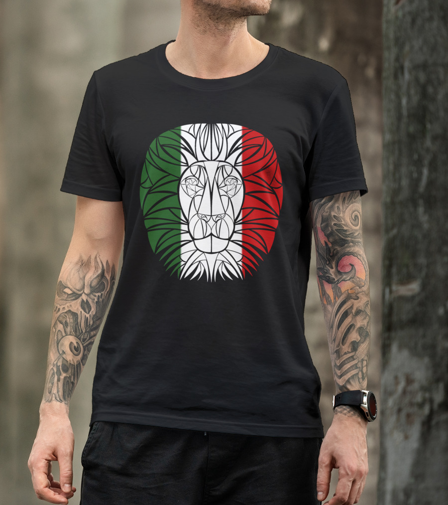 Lions Head Mexico Flag Colors T-Shirt