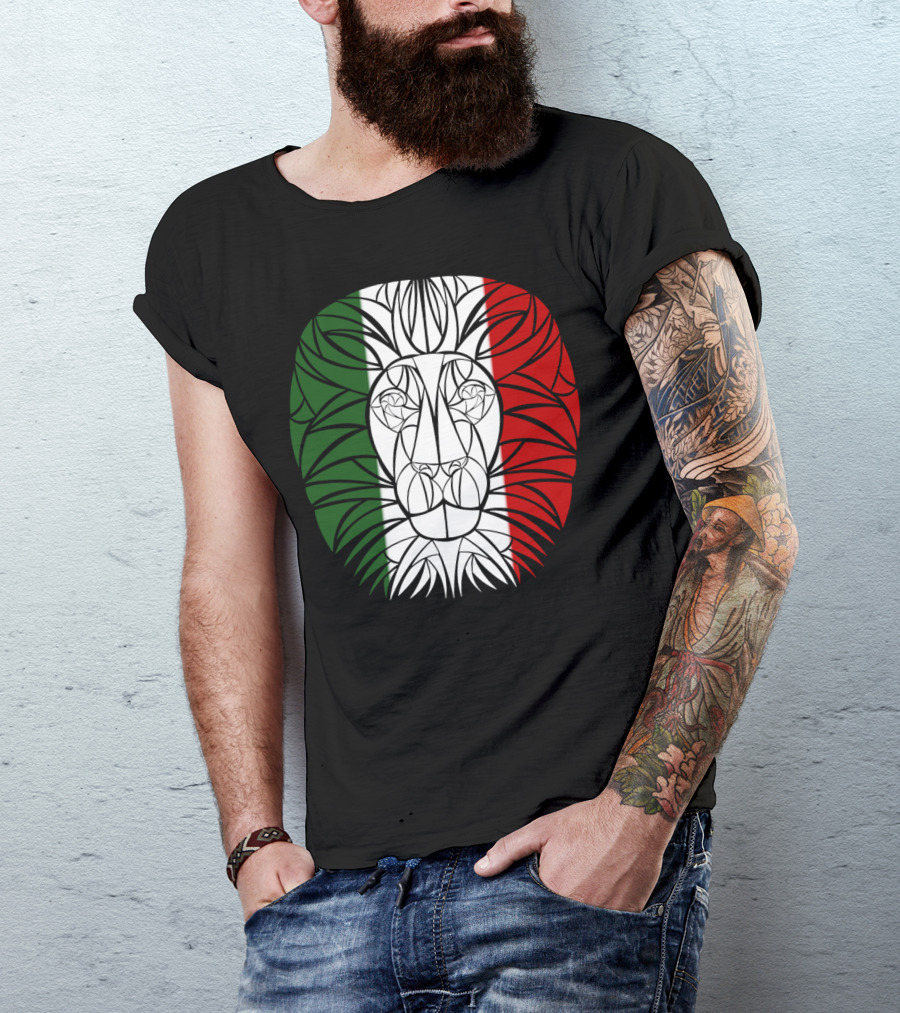 Lions Head Mexico Flag Colors T-Shirt