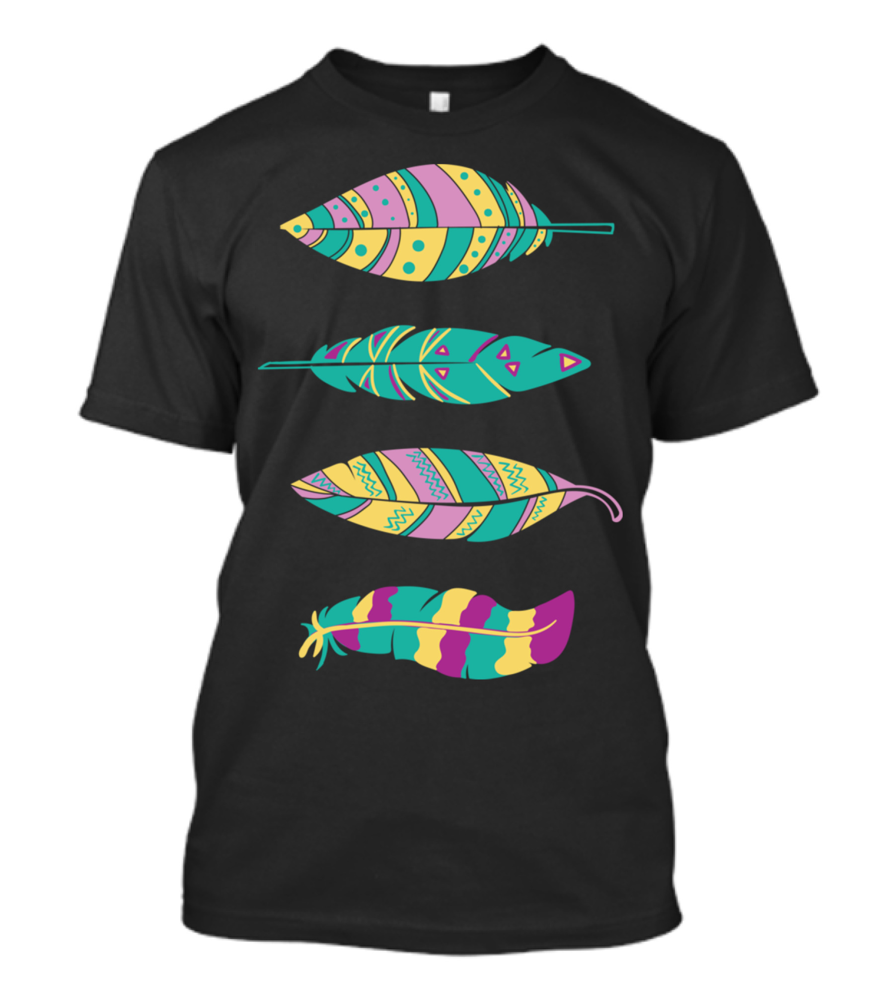 Feathers Colorful Patterns Striped And Geometric Styles T-Shirt