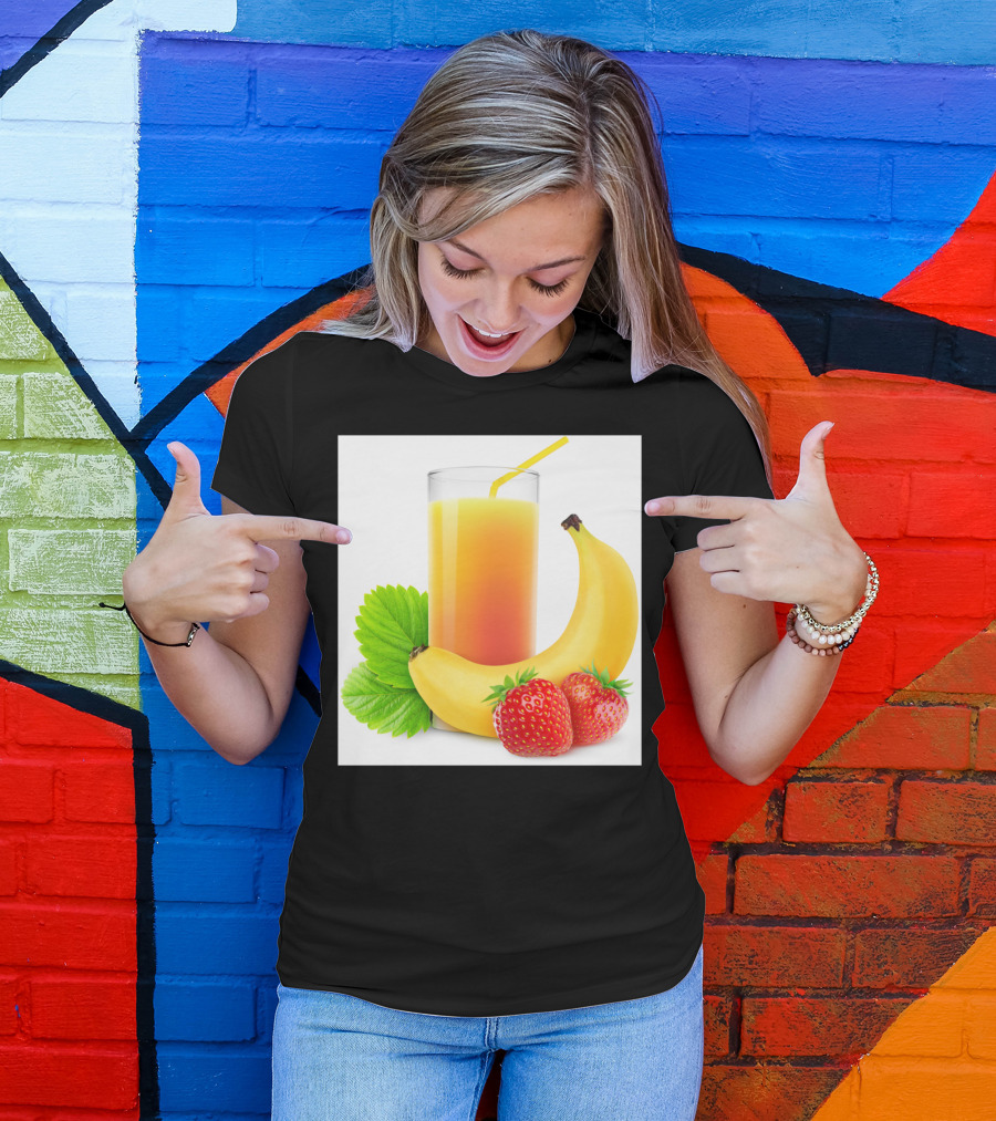 Strawberry Banana Fruit Drink With Fresh Bananas And Strawberries T-Shirt