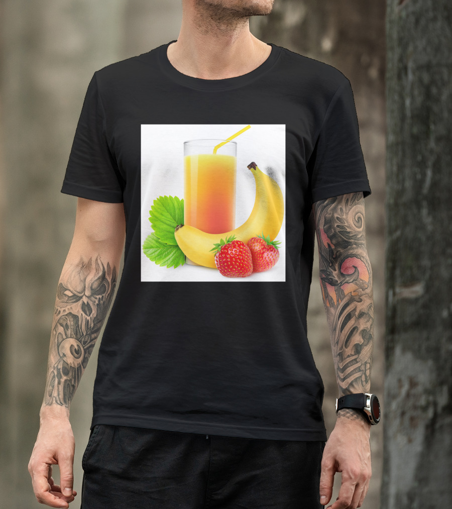 Strawberry Banana Fruit Drink With Fresh Bananas And Strawberries T-Shirt