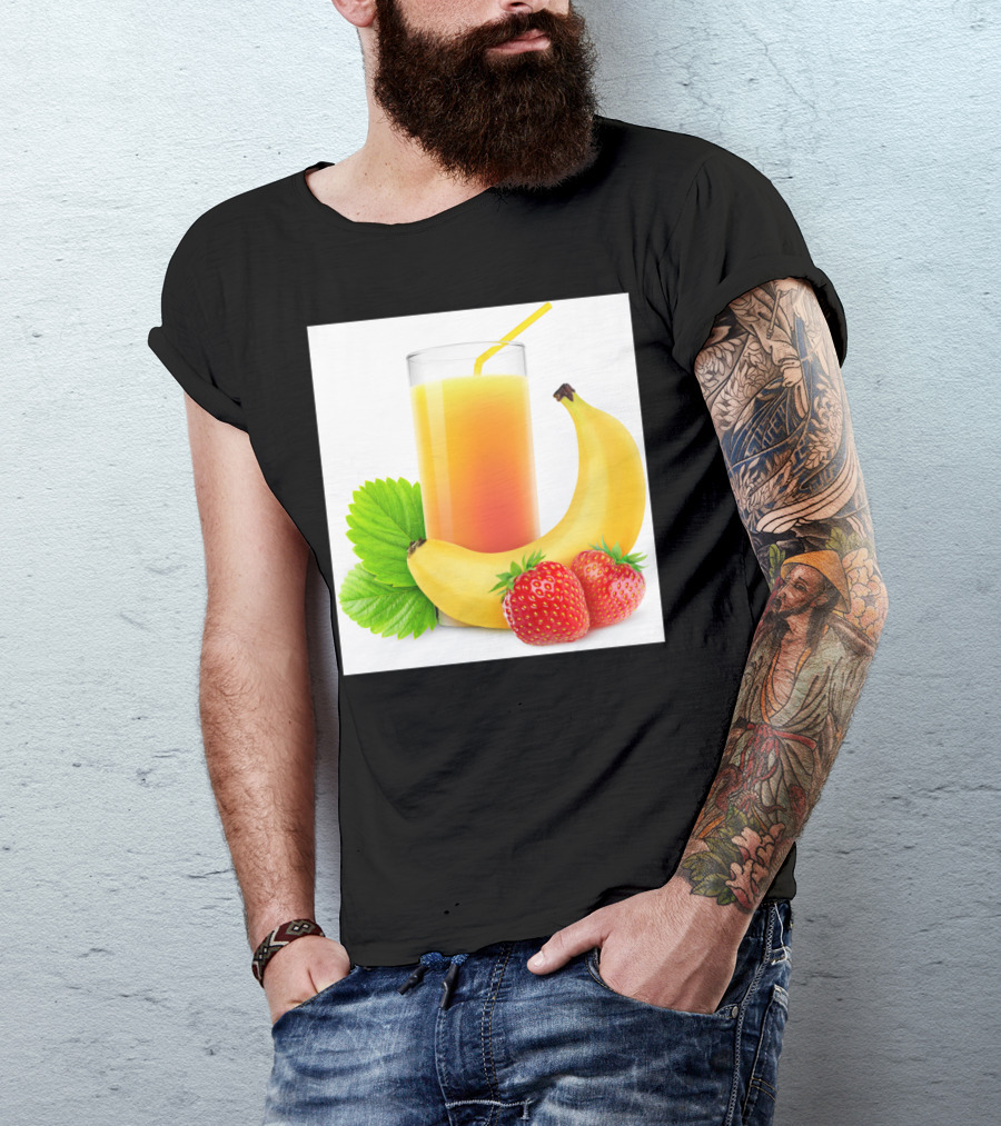 Strawberry Banana Fruit Drink With Fresh Bananas And Strawberries T-Shirt