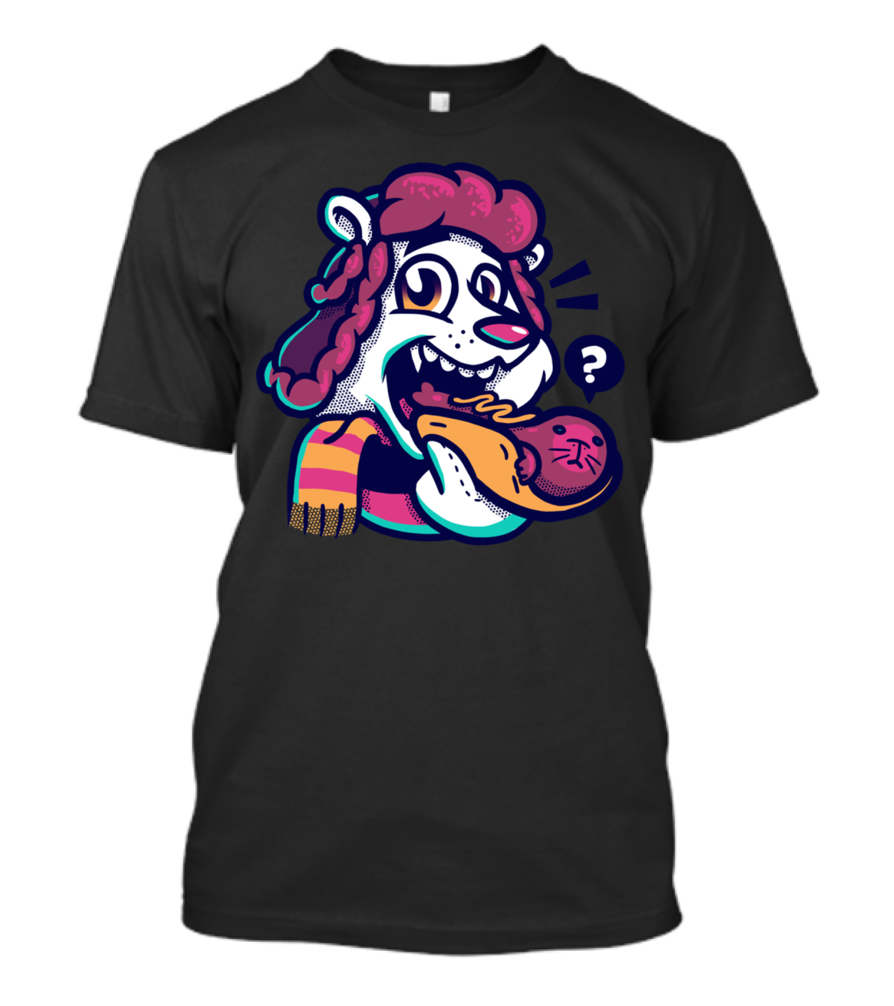 Polar Bear Enjoying Sausage Seal Snack With Question Mark T-Shirt