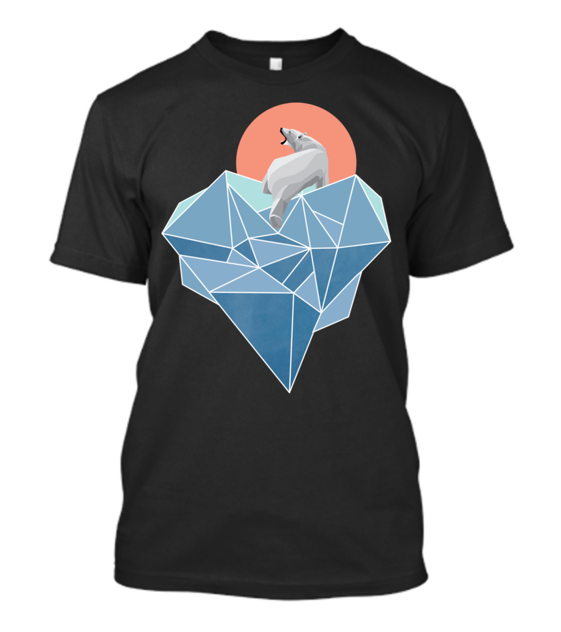 Polar Bear On Geometric Iceberg With Sun T-Shirt