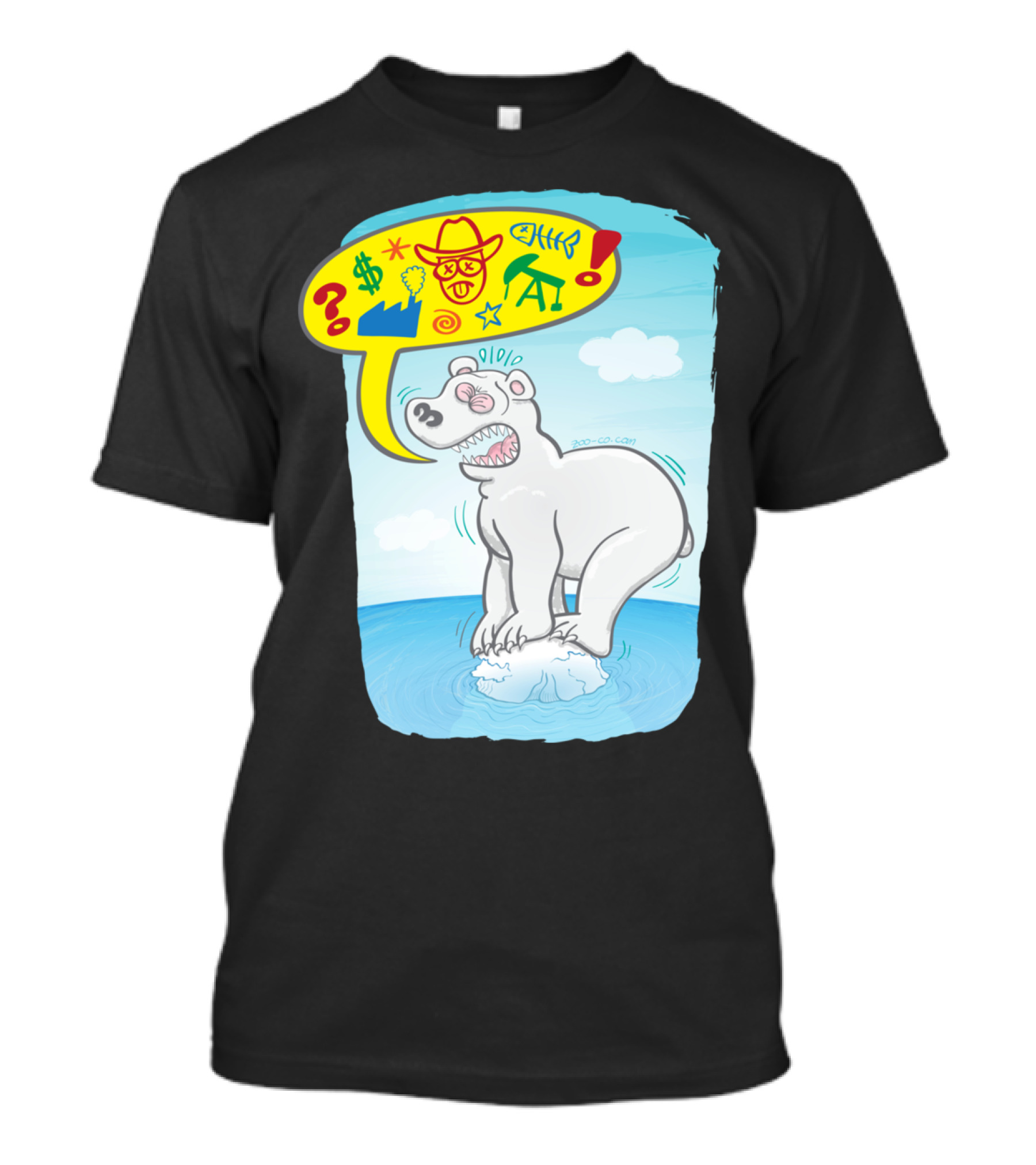 Polar Bear Protest With Colorful Symbols And Doodles T-Shirt