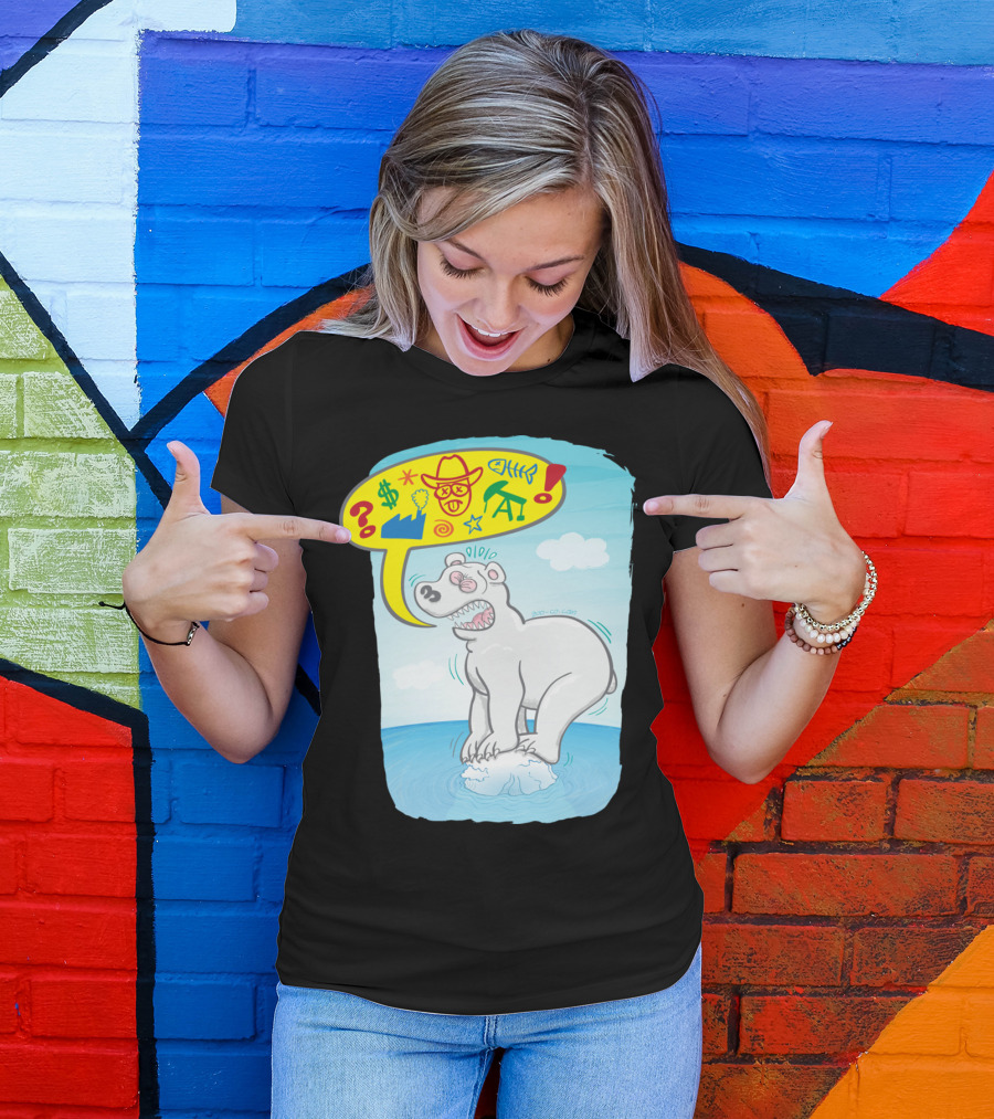 Polar Bear Protest With Colorful Symbols And Doodles T-Shirt