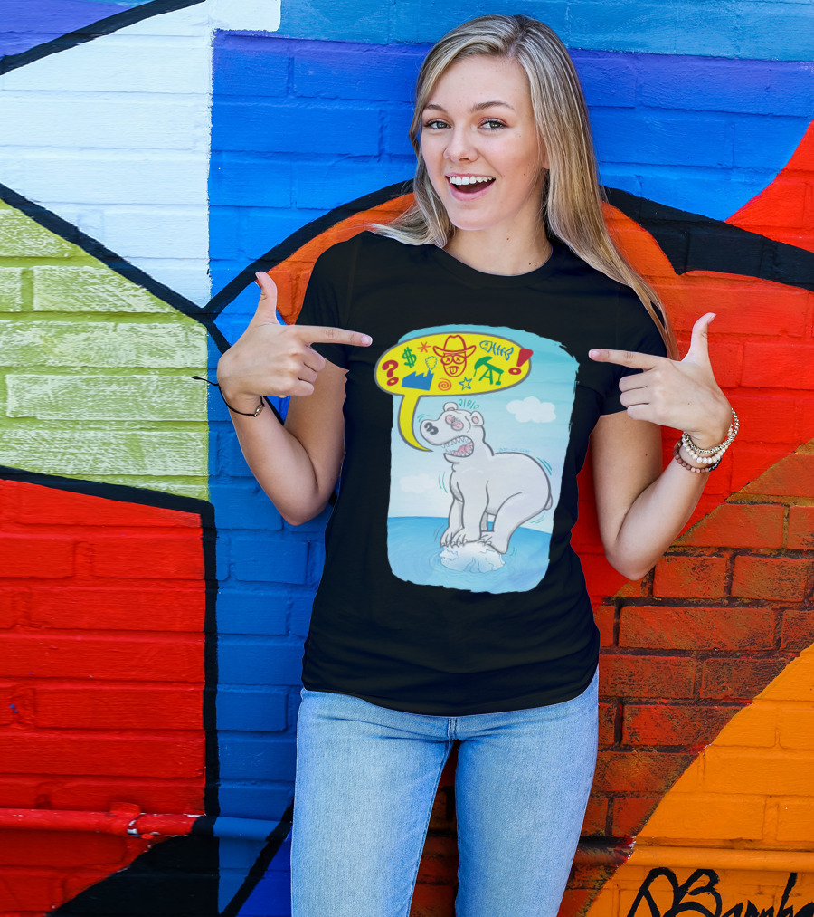 Polar Bear Protest With Colorful Symbols And Doodles T-Shirt
