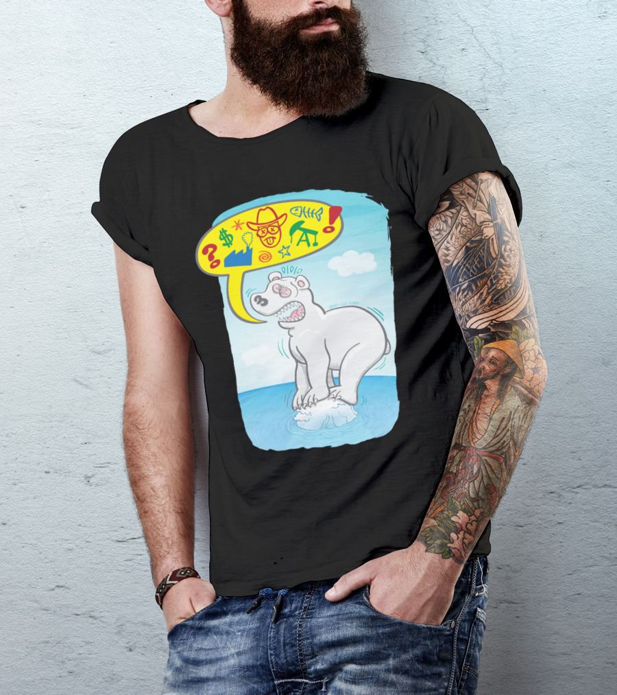 Polar Bear Protest With Colorful Symbols And Doodles T-Shirt