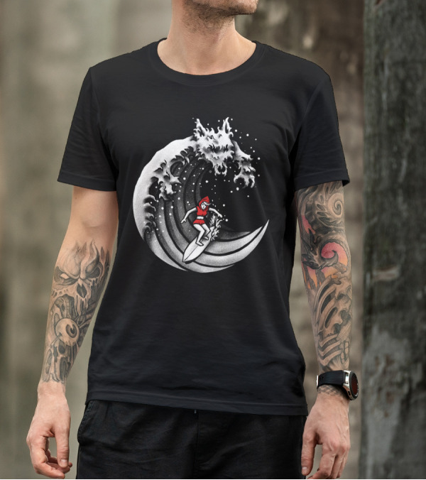 Little Red Surfing Hood Riding The Wave T-Shirt