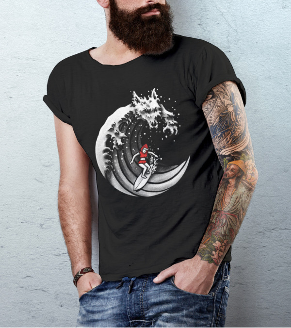 Little Red Surfing Hood Riding The Wave T-Shirt