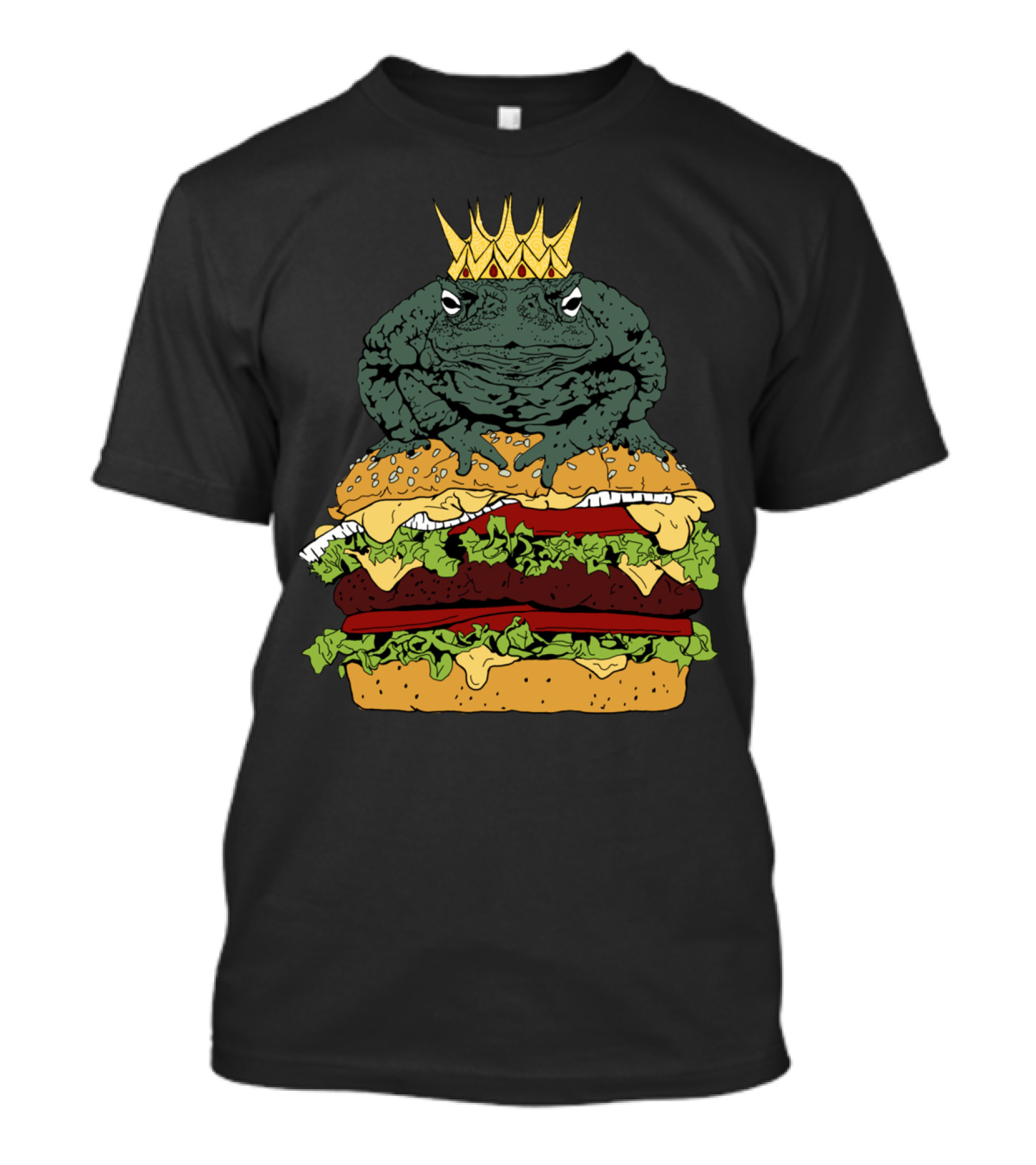 Crowned Toad Ruler On Stacked Juicy Burgers T-Shirt