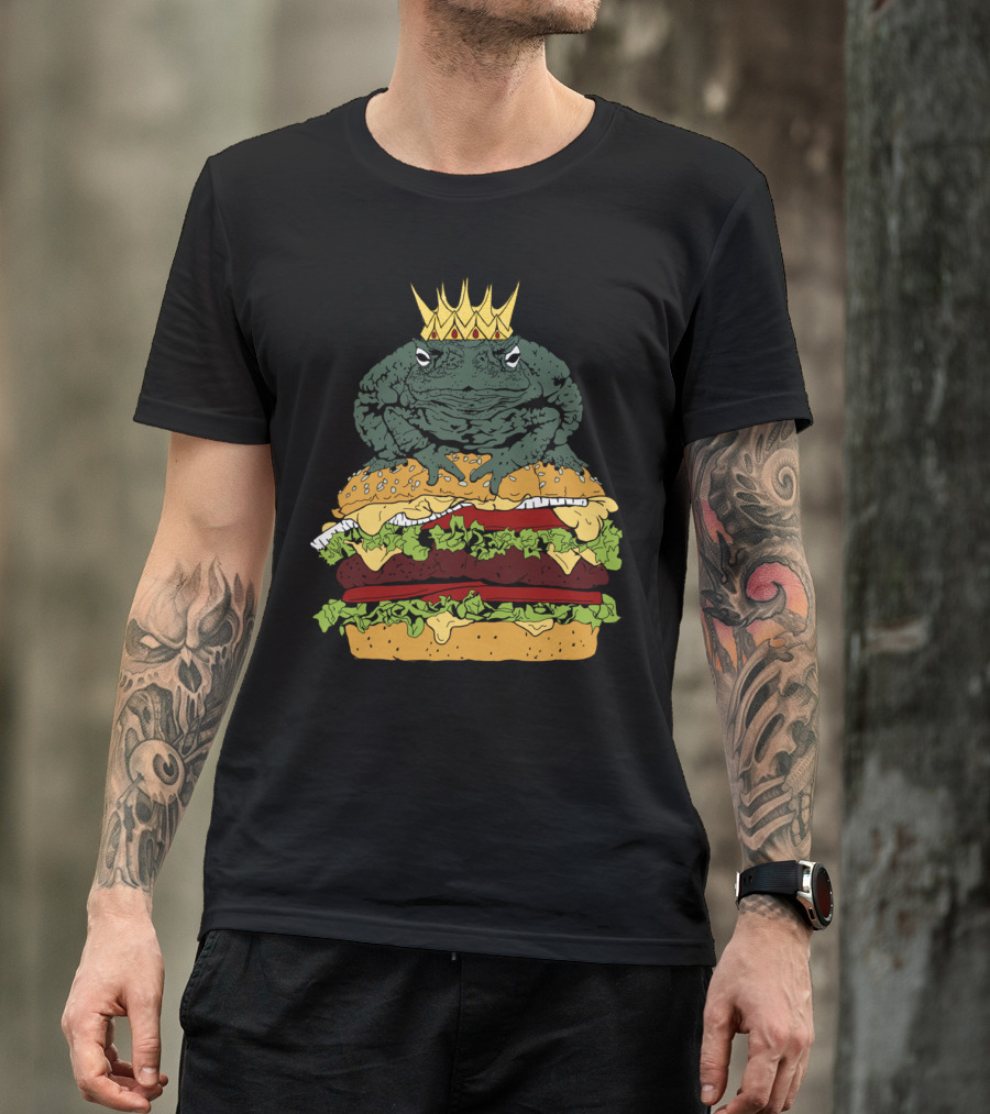 Crowned Toad Ruler On Stacked Juicy Burgers T-Shirt
