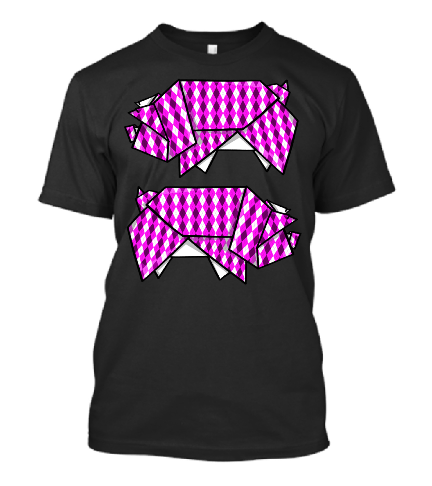 Origami Pigs Pink Argyle T-Shirt