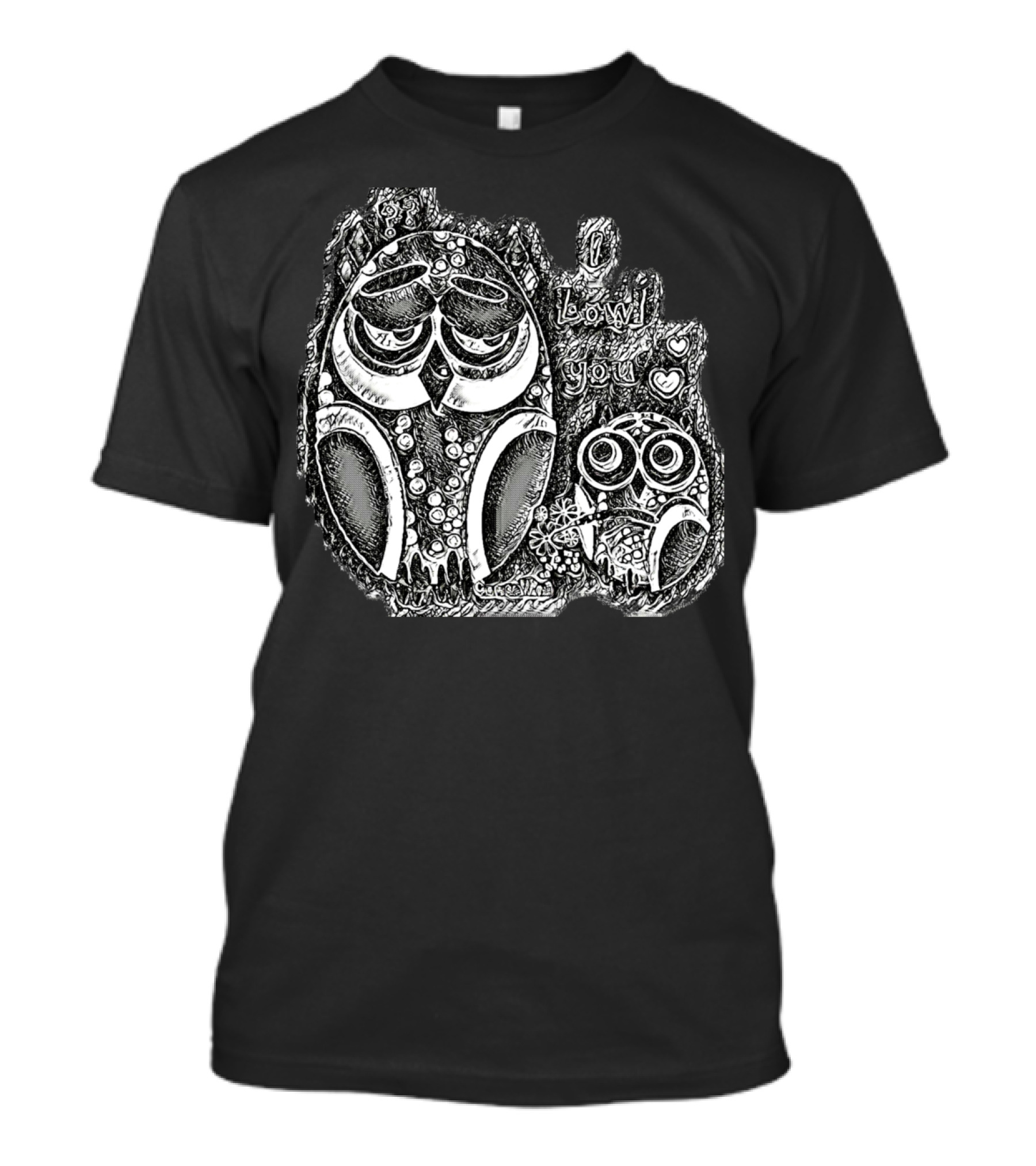 I Lowl You Gray Owls With Hearts And Flowers T-Shirt