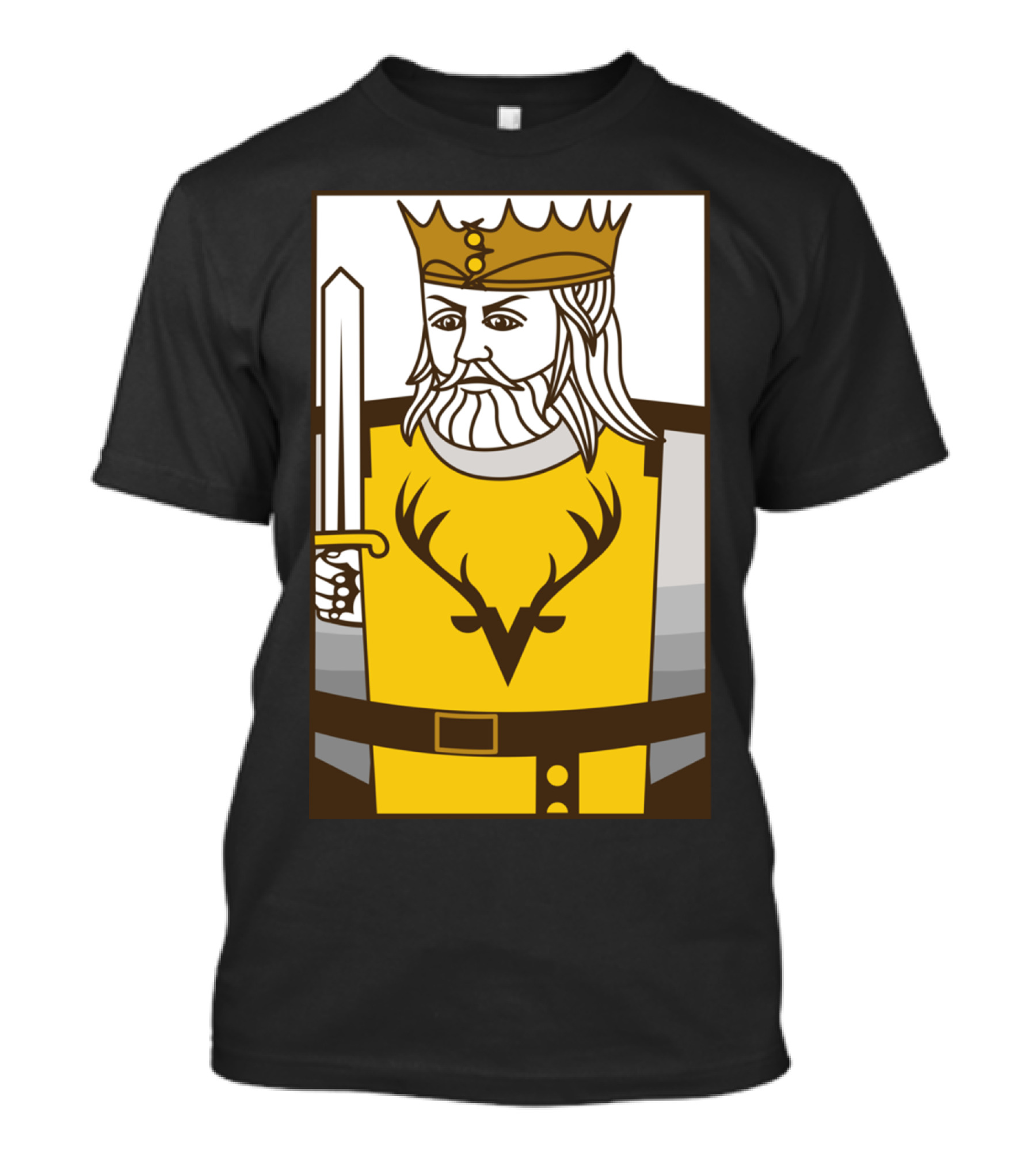 King Stag Royal Knight With Sword And Antler Crest T-Shirt