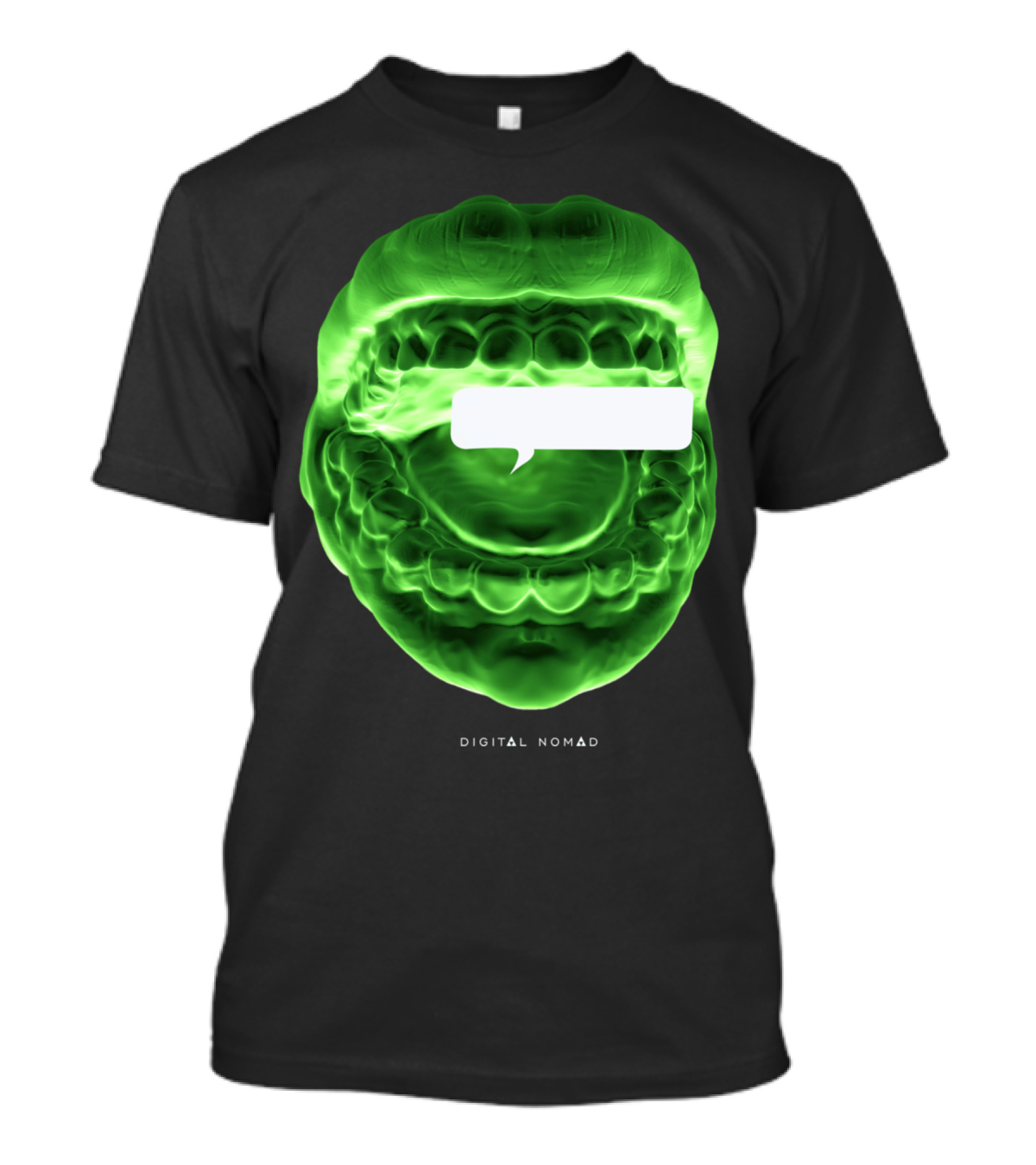 Digital Nomad Green Mouth With Speech Bubble T-Shirt