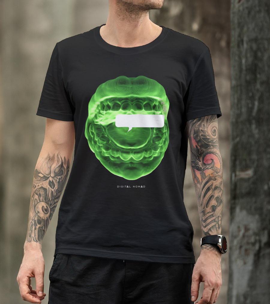 Digital Nomad Green Mouth With Speech Bubble T-Shirt