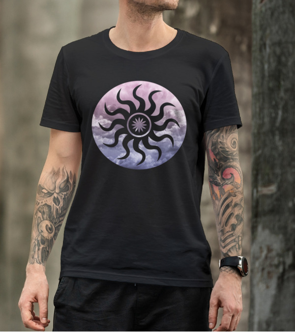 Sunshine Clouds Celestial Swirl On Gradient Circle T-Shirt