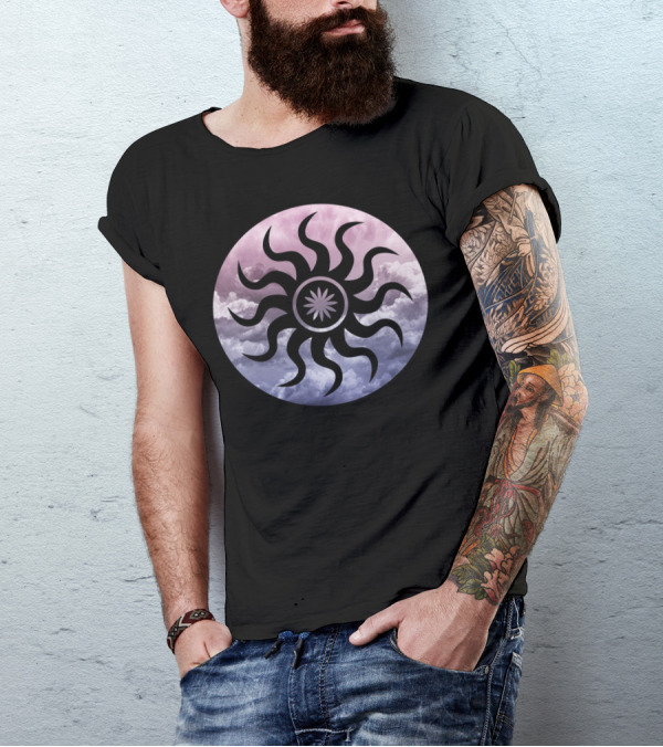 Sunshine Clouds Celestial Swirl On Gradient Circle T-Shirt