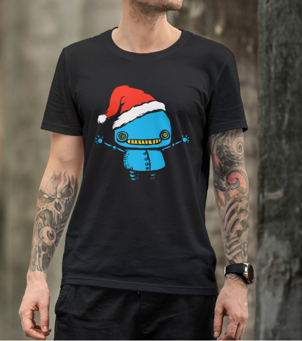 Cute Robot Kids Santa Elf Christmas Character T-Shirt