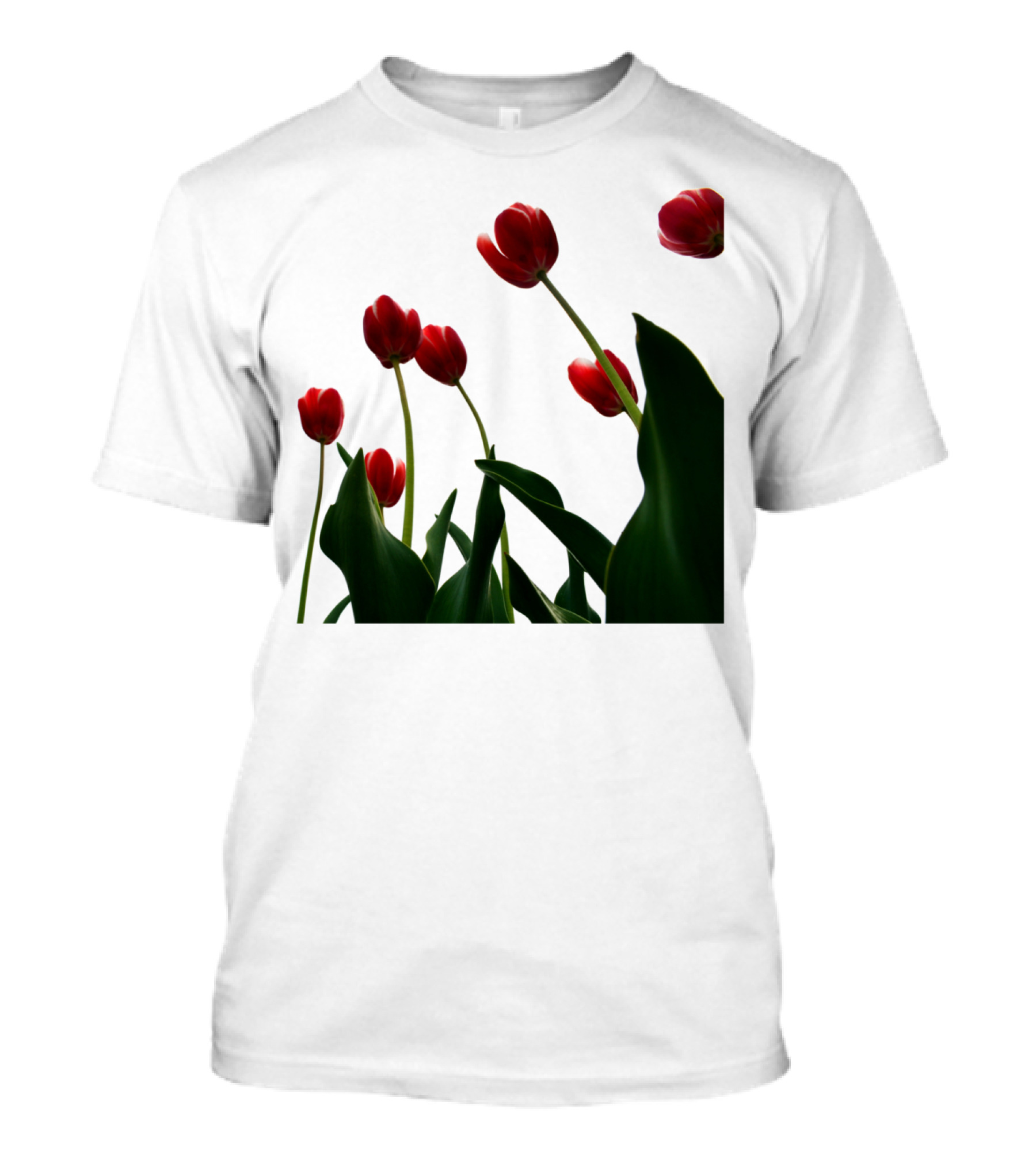 Red Tulips From The Bottom Up Blossoming Elegance T-Shirt