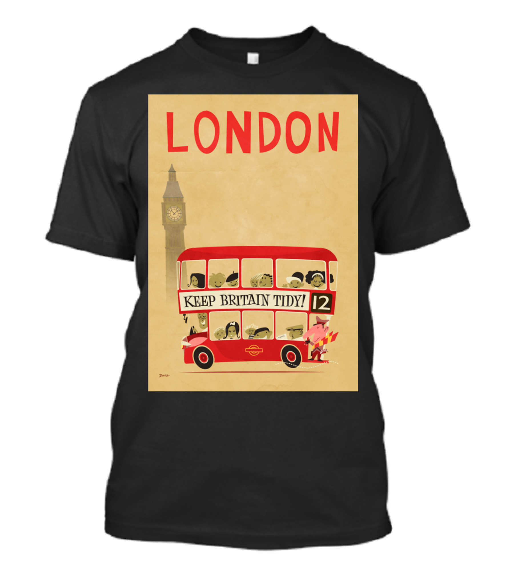 London Keep Britain Tidy Bus 12 Big Ben T-Shirt