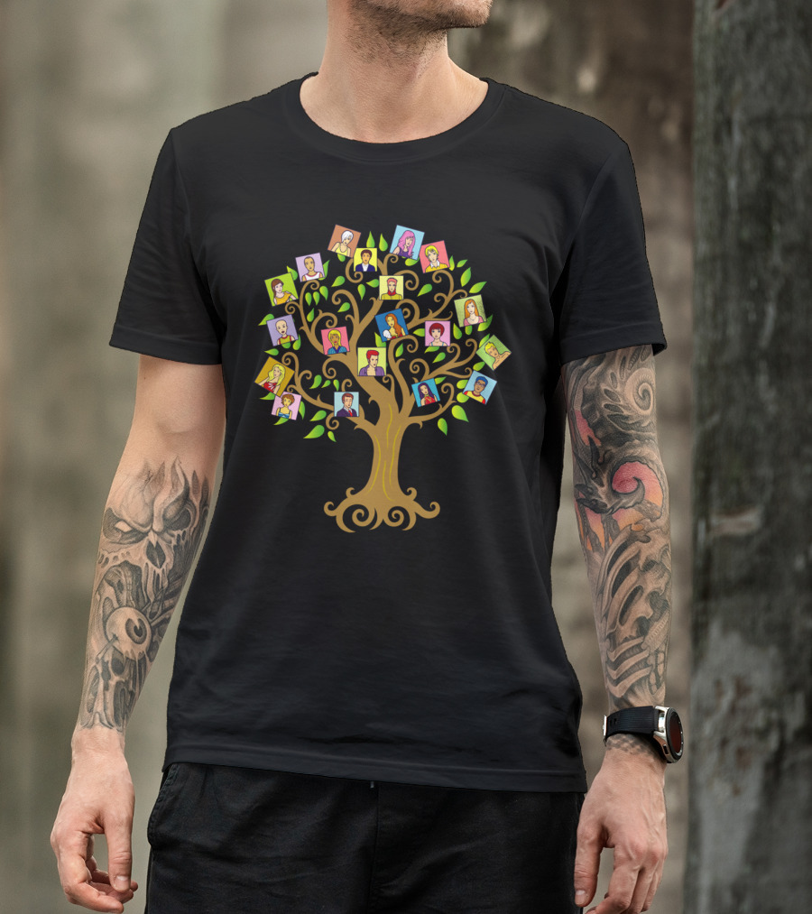 Portraits Of Life Family Tree With Colorful T-Shirt
